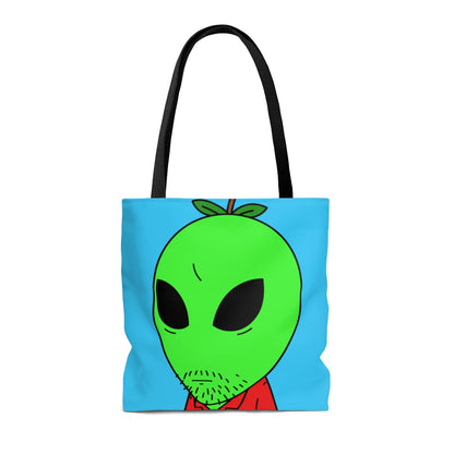 Green Apple Head Alien Camisa con cuello rojo sin afeitar Visitante AOP Bolsa de tela 