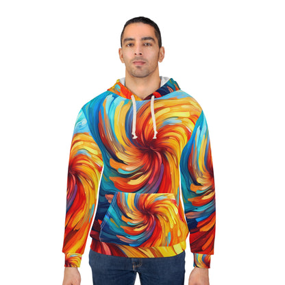 Arte abstracto arremolinado vibrante: sudadera con capucha unisex única y colorida (AOP) 