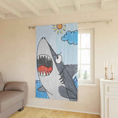 Shark Jaw Teeth Attack Ocean Sea Creature Window Curtains (1 Piece)