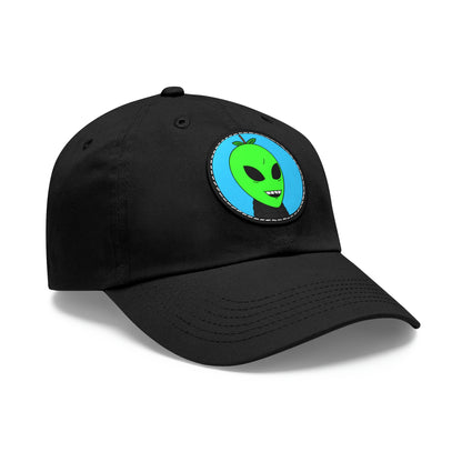 Green Apple Chipped tooth Visitor Smiling Dad Hat with Leather Patch (Round)