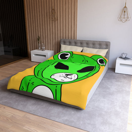 Funda nórdica de microfibra verde KekFrog Alien Space personaje de dibujos animados perro cara de oso visitante