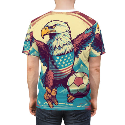 American Bald Eagle Soccer Athletic Team USA Graphic Unisex Cut & Sew Tee (AOP)