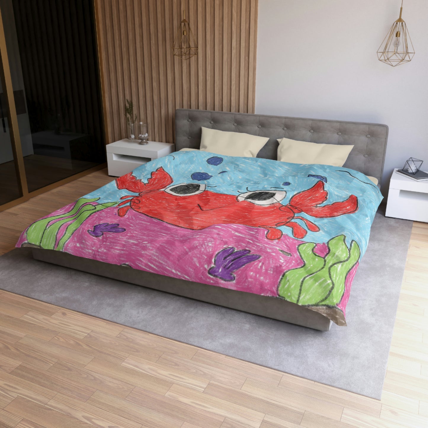 Lobster Crab Graphic Sea Lovers Microfiber Duvet Cover