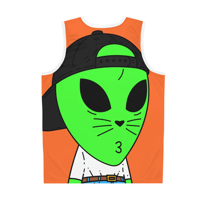 Cat Whiskers Visitor Green Alien Basketball Jersey (AOP)