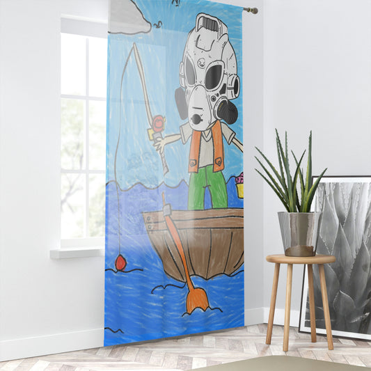 Fisher Fishing Fish Boat Bot Alien LOL Visitor Window Curtain