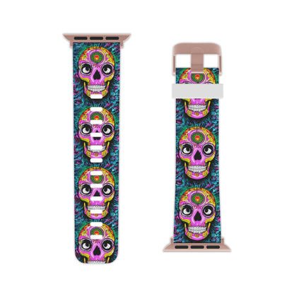 Trippy psychedelic Skull Skeleton Head Face Watch Band for Apple Watch