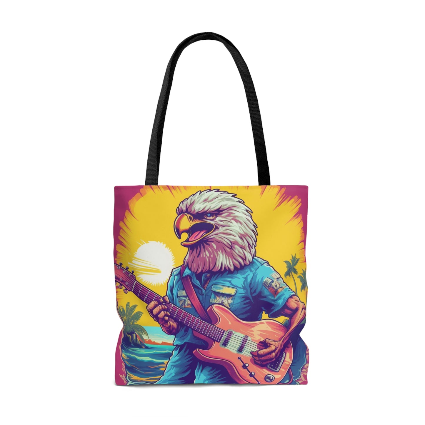 American Rock Star: Bald Eagle with Guitar Graphic Tote Bag (AOP)