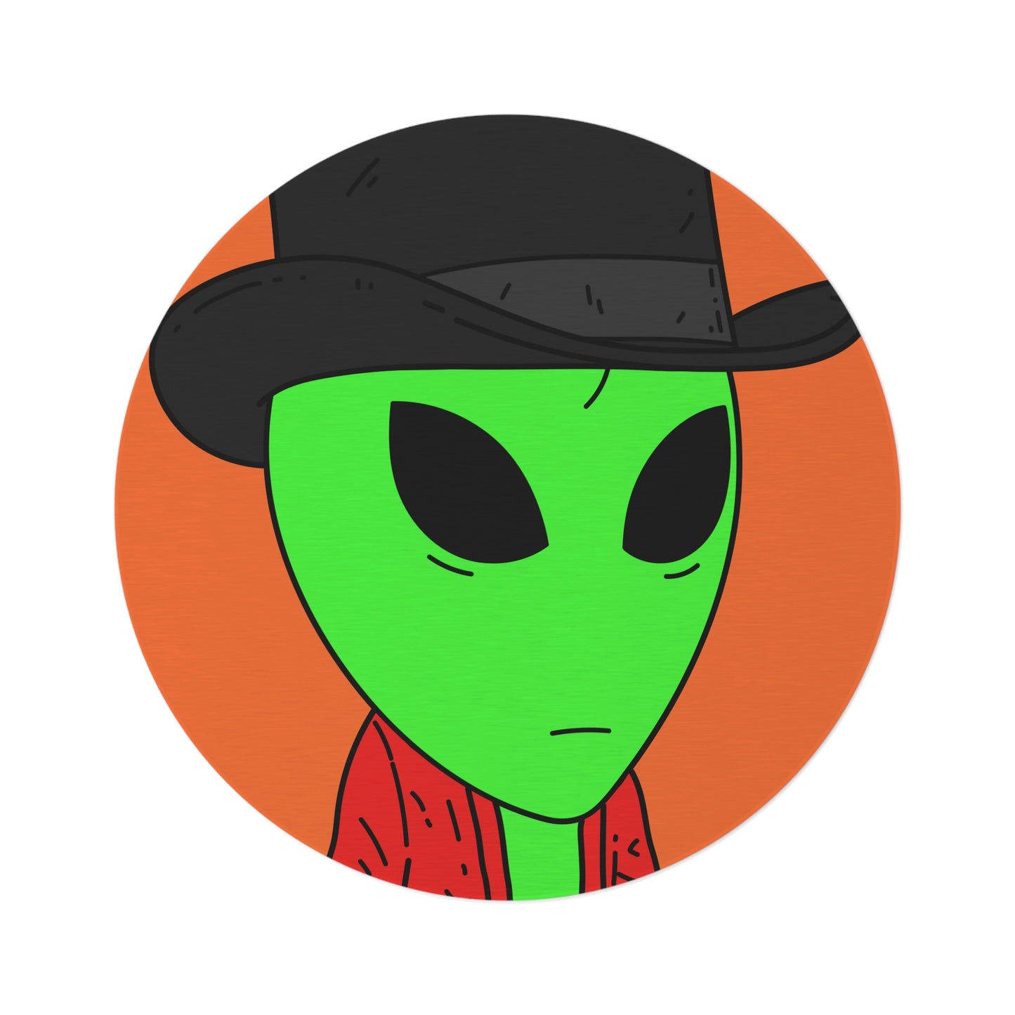 Red Robe Alien Black Top Hat Green Visitor Round Rug - Visitor751