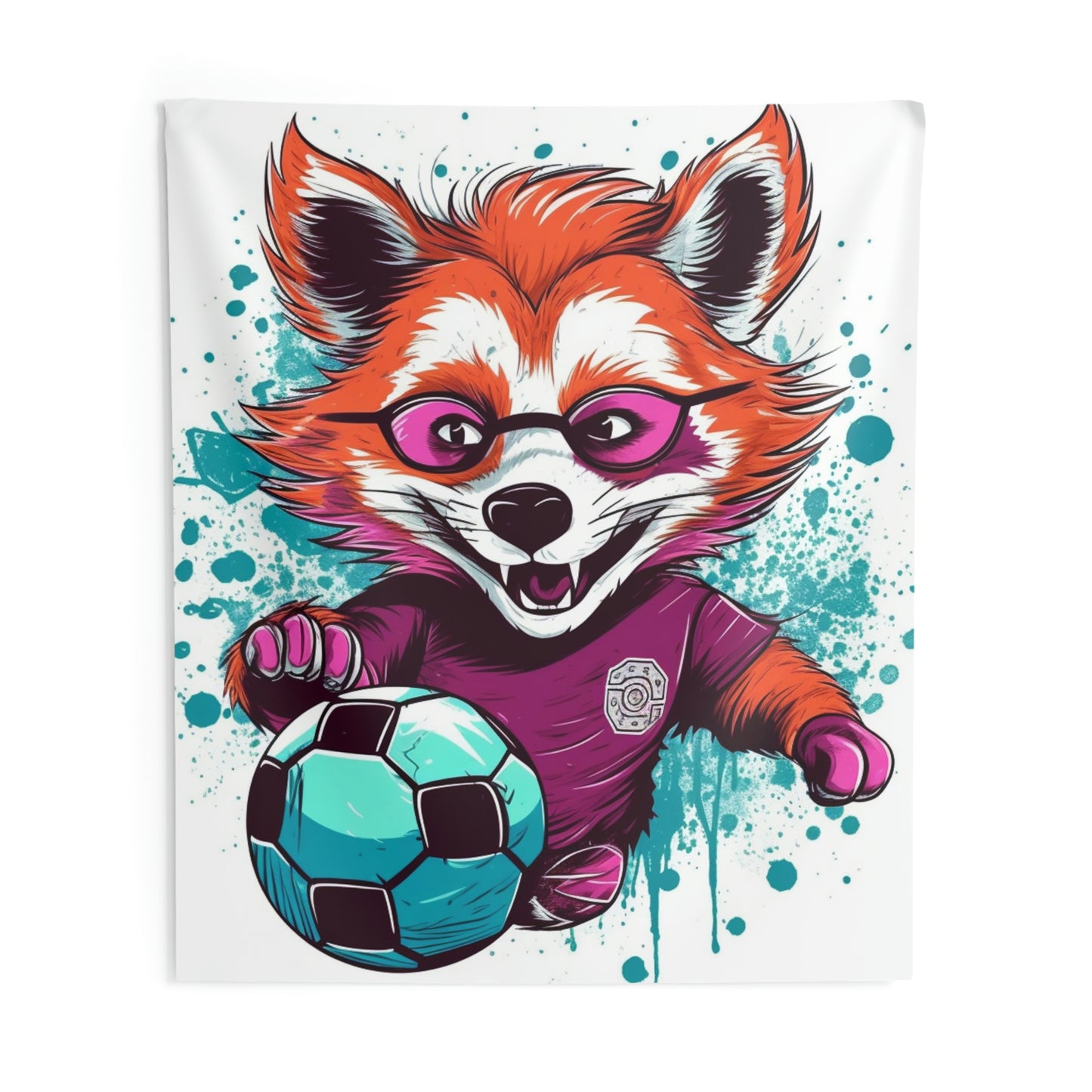 Red Panda Soccer Sport Athlete Graphic Indoor Wall Tapestries