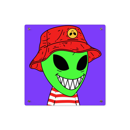 Alien Character Cartoon Big Smile Acrylic Wall Art Panels