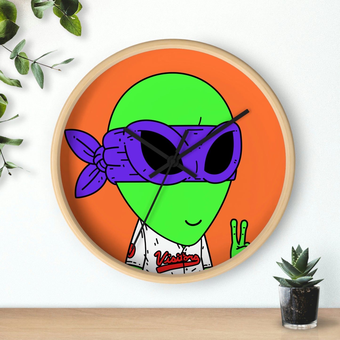 Purple Ninja Peace Visitor Jersey Alien Wall clock