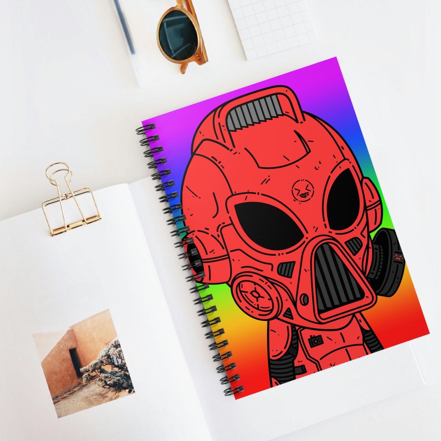 Pride Rainbow Robot Cyborg Alien Spiral Notebook - Ruled Line