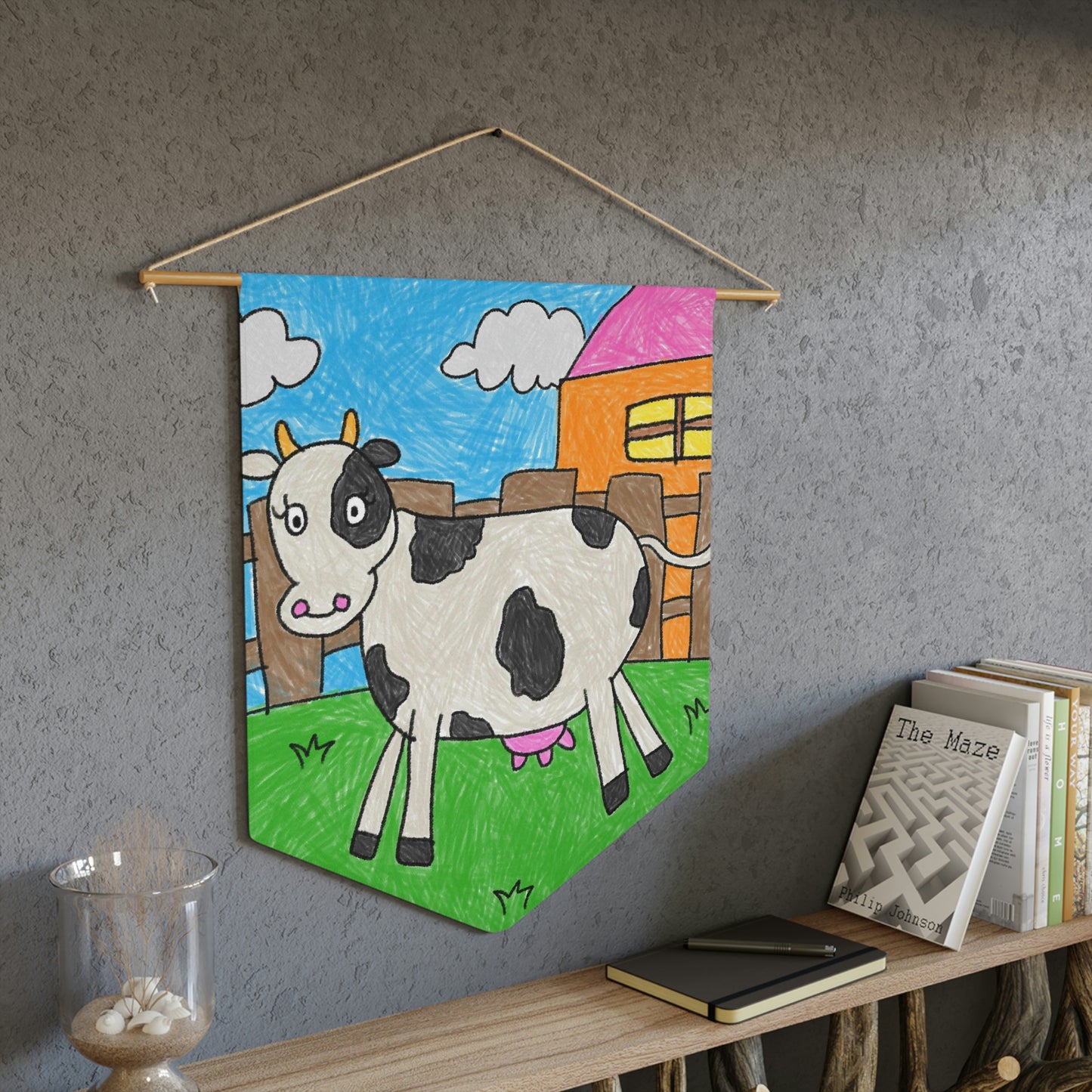 Cow Moo Farm Barn Animal Character Pennant