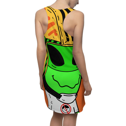 Alien Green Sporty Women's Cut & Sew Racerback Dress (AOP)