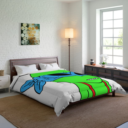 Green Alien Blue Ninja Mask Red Suspenders Visitor Bed Comforter