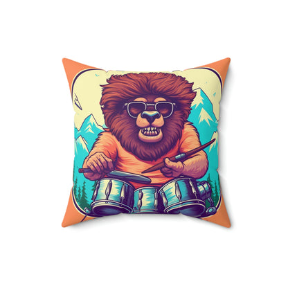 American Music Bison Buffalo Player Graphic Spun Polyester Square Pillow