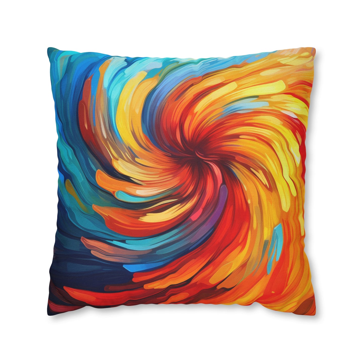 Vibrant Swirling Abstract Art - Unique and Colorful Spun Polyester Square Pillow Case