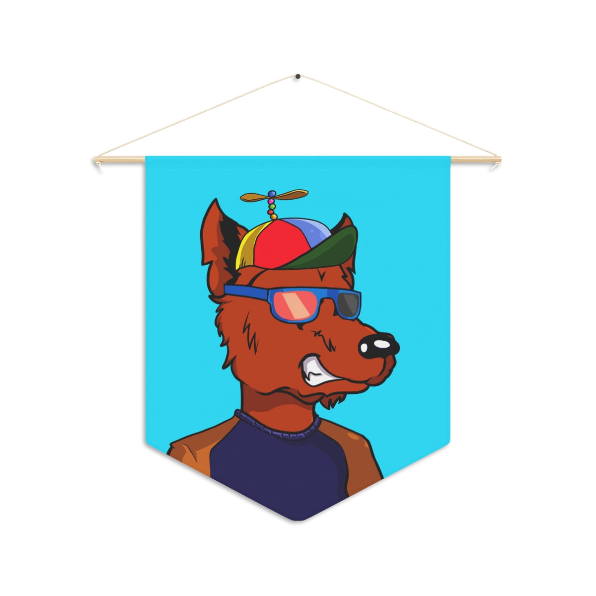 Cyborg Wolf Propeller Hat Orange Fur Color Sunglasses Long Sleeve Pennant