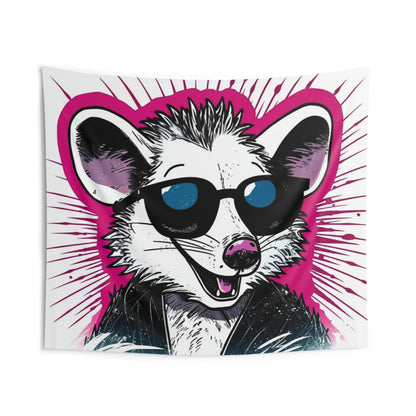 Retro Happy Opossum Graphic Indoor Wall Tapestries