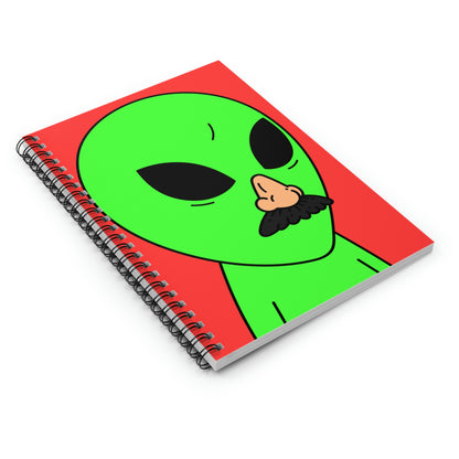 Fake Alien Human Mask Spiral Notebook - Ruled Line