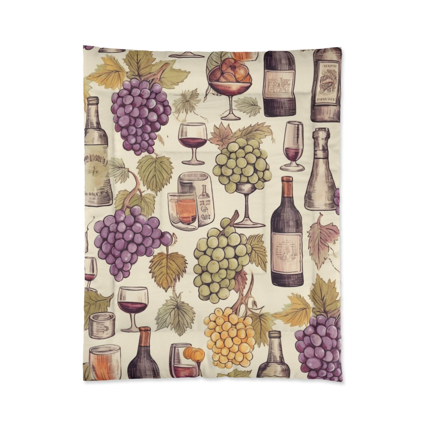 Wine Lovers Theme: Varieties of Wine, Grapes & Vineyards Design Comforter