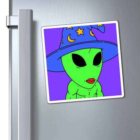 Blue Wizard Hat Alien Muscle Lipstick Green Visitor Magnets