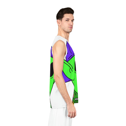 Green Military Army Jacket pointy ear Visitor Alien Basketball Jersey (AOP)