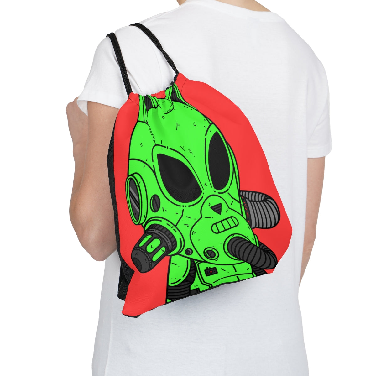 Cat Ears Armored Green Future Alien Cyborg Machine Visitor Outdoor Drawstring Bag