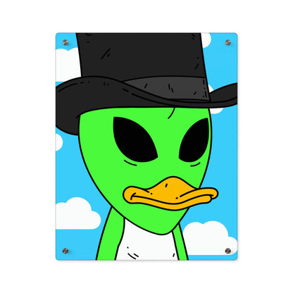 Visitors Green Alien Duck Black Top Hat Acrylic Wall Art Panels