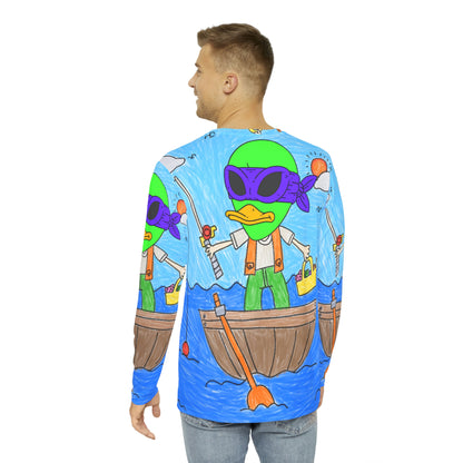 Fishy Alien Fish Catcher Visitor 751 Fishing Men's Long Sleeve AOP Shirt