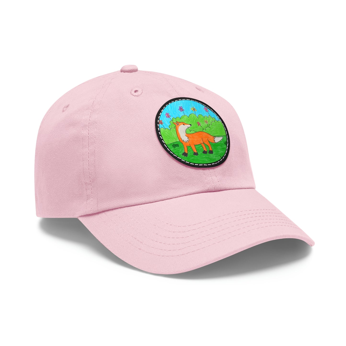 Fox Woodland Animal Foxy Dad Hat レザーパッチ付き (ラウンド)