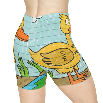 Shorts ciclistas de mujer Yellow Duck Bird Pond 