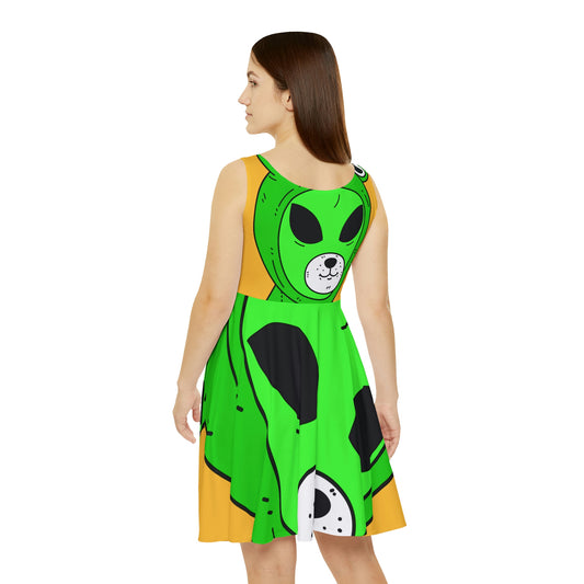 Frog Alien Visitor Women's Skater Dress (AOP)