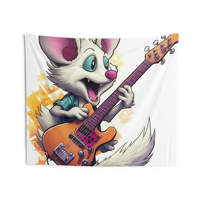 Guitar Player Opossum Cute Animal Graphic Indoor Wall Tapestries