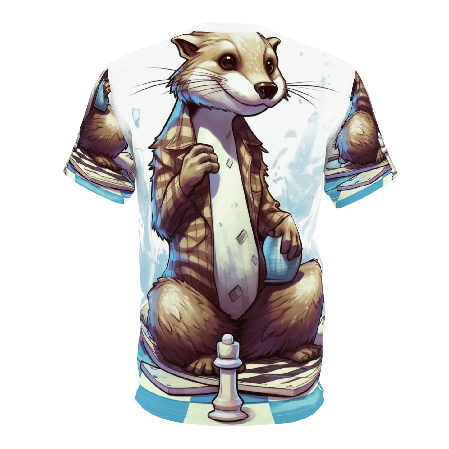 Otter Chess Game Grand Master Player Graphic Camiseta unisex cortada y cosida (AOP) 