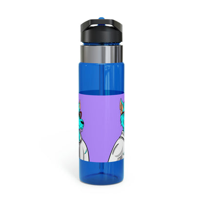 Botella deportiva Aqua Blue Cyborg Lovely Heart Wolf Kensington Tritan™, 20 oz