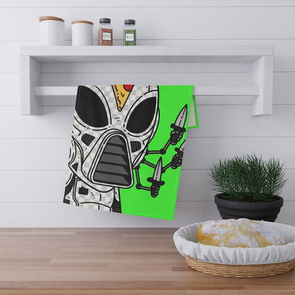 Knive Peppe Pizza Viz Wiz Armored White Future Alien Cyborg Machine Visitor Kitchen Towel