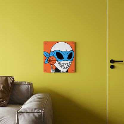 Alien BBall Sport Ninja Mask Orange Basketball Acrylic Wall Art Panels