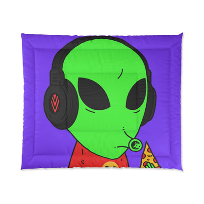 The Visitors Pizza Alien with Headphones Bed Comforter