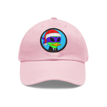 Santa Christmas Alien Visitor 751 Dad Hat with Leather Patch (Round)