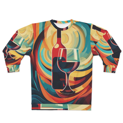 Wine Lover Abstract - Bottle & Glass Design Unisex Sweatshirt (AOP)