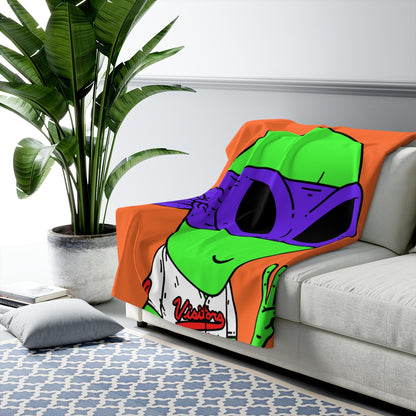 Purple Ninja Peace Visitor Jersey Alien Sherpa Fleece Blanket