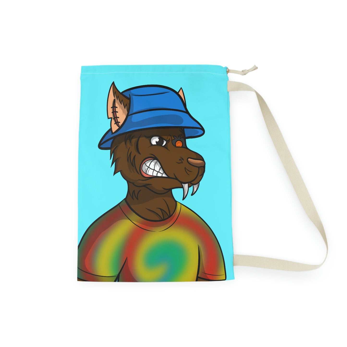 Brown Wolf Fur Cyborg Wolve Bucket Hat Tie Dye Shirt Laundry Bag