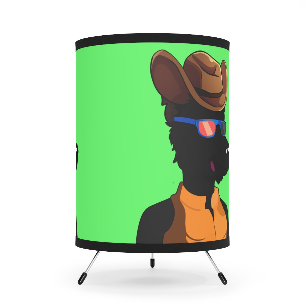 Cowgirl Cowboy Hat Werewolve Cyborg Wolf Tripod Lamp with High-Res Printed Shade, US\CA plug