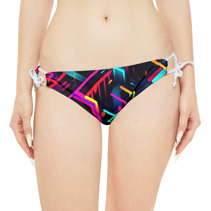 Vibrant Trendy Neon Abstract Geometric Pattern Design Strappy Bikini Set (AOP)