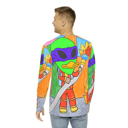 Superhero Fireman Fire Fighter Visitor 751 Alien Men's Long Sleeve AOP Shirt