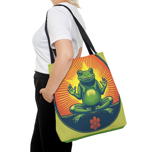 Yoga Frog Namaste Amphibian Relax Graphic Tote Bag (AOP)