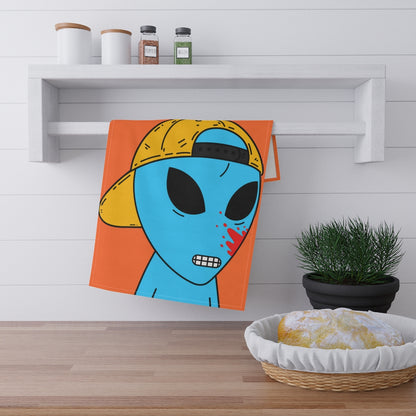 Blue Blood Visitor Alien Cartoon Kitchen Towel