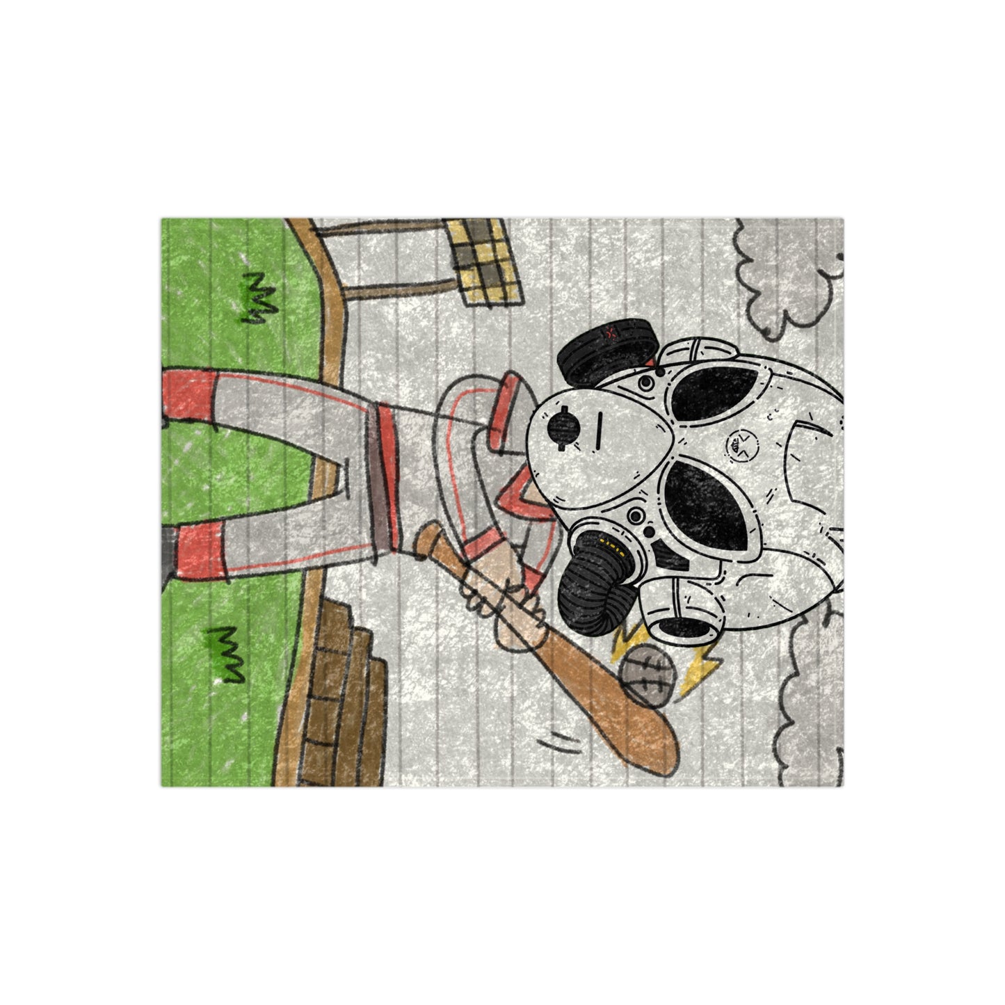 Baseball Robot Space Alien LOL Visitor Ball Game Sport Crushed Velvet Blanket