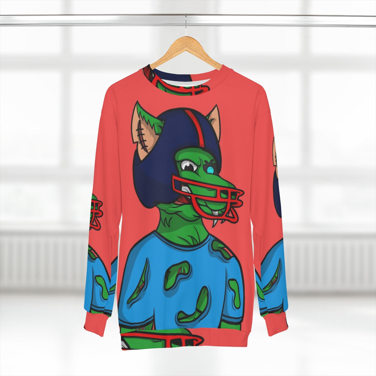 Football Werewolf Wolf Green Fur AOP Unisex Sweatshirt